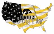 Iowa Hawkeyes 15" USA Flag Cutout Sign