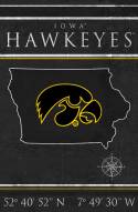 Iowa Hawkeyes 17" x 26" Coordinates Sign