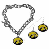 Iowa Hawkeyes Chain Bracelet & Dangle Earring Set