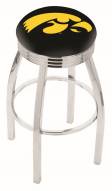 Iowa Hawkeyes Chrome Swivel Barstool with Ribbed Accent Ring