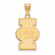 Iowa Hawkeyes Sterling Silver Gold Plated Large Pendant