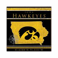 Iowa Hawkeyes Coordinates 10" x 10" Sign