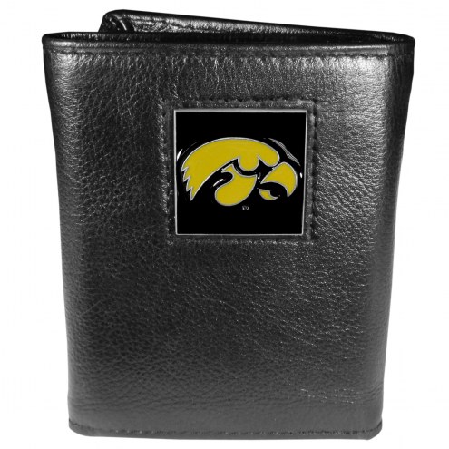 Iowa Hawkeyes Deluxe Leather Tri-fold Wallet in Gift Box