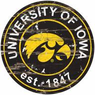 Iowa Hawkeyes Distressed Round Sign