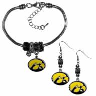 Iowa Hawkeyes Euro Bead Earrings & Bracelet Set