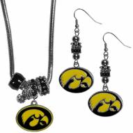 Iowa Hawkeyes Euro Bead Earrings & Necklace Set