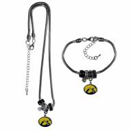 Iowa Hawkeyes Euro Bead Necklace & Bracelet Set