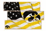 Iowa Hawkeyes Flag 3 Plank Sign