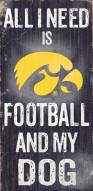 Iowa Hawkeyes Football & Dog Wood Sign