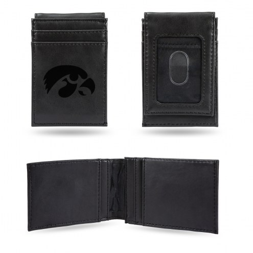Iowa Hawkeyes Laser Engraved Black Front Pocket Wallet