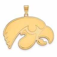 Iowa Hawkeyes NCAA Sterling Silver Gold Plated Extra Large Pendant