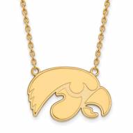 Iowa Hawkeyes NCAA Sterling Silver Gold Plated Large Pendant Necklace