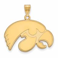 Iowa Hawkeyes NCAA Sterling Silver Gold Plated Large Pendant