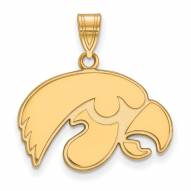 Iowa Hawkeyes NCAA Sterling Silver Gold Plated Medium Pendant
