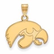 Iowa Hawkeyes NCAA Sterling Silver Gold Plated Small Pendant