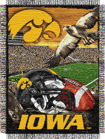 Iowa Hawkeyes NCAA Woven Tapestry Throw / Blanket