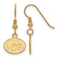 Iowa Hawkeyes Sterling Silver Gold Plated Extra Small Dangle Earrings
