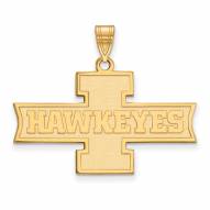 Iowa Hawkeyes Sterling Silver Gold Plated Medium Pendant