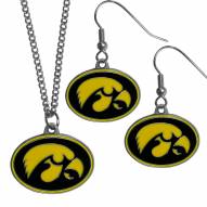 Iowa Hawkeyes Dangle Earrings & Chain Necklace Set