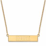 Iowa Hawkeyes Sterling Silver Gold Plated Bar Necklace
