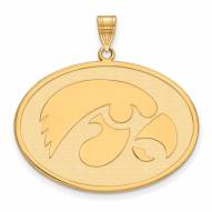 Iowa Hawkeyes Sterling Silver Gold Plated Extra Large Pendant
