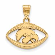 Iowa Hawkeyes Sterling Silver Gold Plated Football Pendant