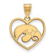 Iowa Hawkeyes Sterling Silver Gold Plated Heart Pendant