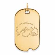 Iowa Hawkeyes Sterling Silver Gold Plated Large Dog Tag
