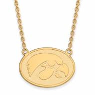 Iowa Hawkeyes Sterling Silver Gold Plated Large Pendant Necklace