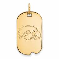 Iowa Hawkeyes Sterling Silver Gold Plated Small Dog Tag Pendant