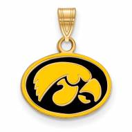 Iowa Hawkeyes Sterling Silver Gold Plated Small Enameled Pendant