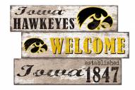 Iowa Hawkeyes Welcome 3 Plank Sign