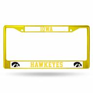 Iowa Hawkeyes Yellow Colored Chrome License Plate Frame