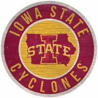 Iowa State Cyclones 12" Circle with State Sign