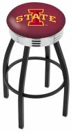 Iowa State Cyclones Black Swivel Barstool with Chrome Ribbed Ring