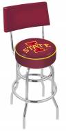 Iowa State Cyclones Chrome Double Ring Swivel Barstool with Back
