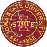 Iowa State Cyclones Distressed Round Sign