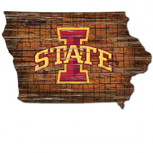 Iowa State Cyclones Distressed State with Logo Sign