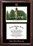 Iowa State Cyclones Gold Embossed Diploma Frame with Campus Images Lithograph
