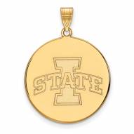Iowa State Cyclones Sterling Silver Gold Plated Extra Large Disc Pendant