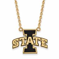 Iowa State Cyclones Sterling Silver Gold Plated Large Pendant Necklace