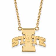 Iowa State Cyclones NCAA Sterling Silver Gold Plated Large Pendant Necklace