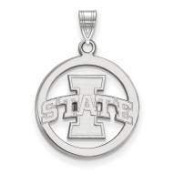 Iowa State Cyclones Sterling Silver Circle Pendant