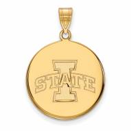 Iowa State Cyclones Sterling Silver Gold Plated Large Disc Pendant
