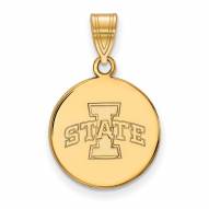 Iowa State Cyclones Sterling Silver Gold Plated Medium Disc Pendant
