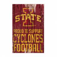 Iowa State Cyclones Proud to Support Wood Sign