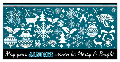 Jacksonville Jaguars 6&quot; x 12&quot; Merry & Bright Sign