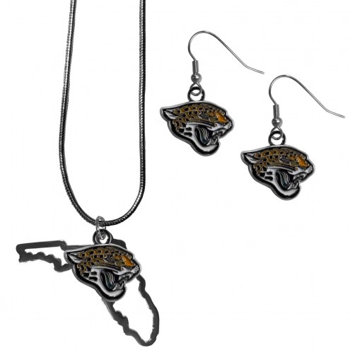 Jacksonville Jaguars Dangle Earrings & State Necklace Set