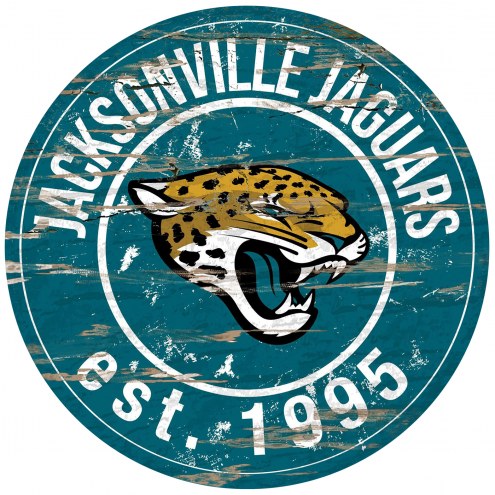 Jacksonville Jaguars Distressed Round Sign
