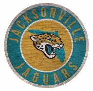 Jacksonville Jaguars Round State Wood Sign